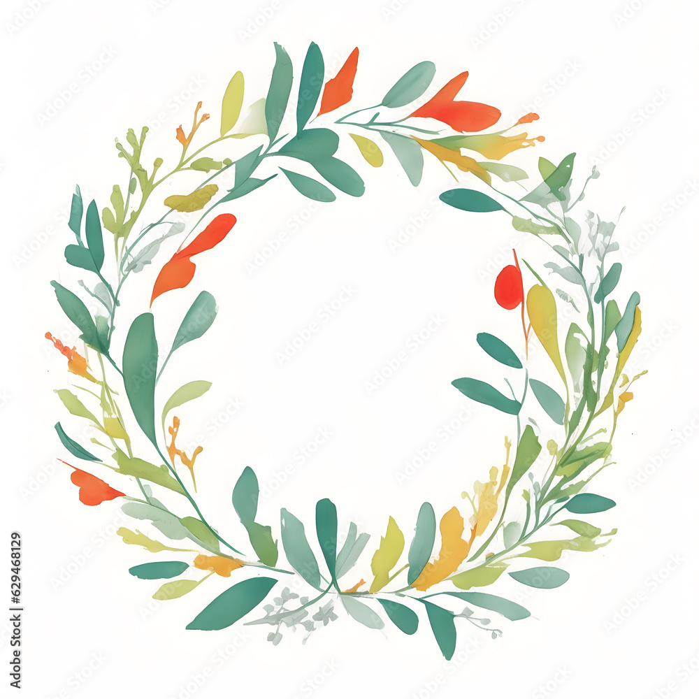 Pink and Green Floral Wreath wedding flower Illustration Pink and Green Floral Wreath wedding flower Illustration