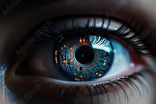 human eye with a digital interface overlay - AI Generated