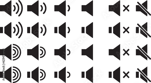 モノクロのスピーカー風マークのベクターイラストセット