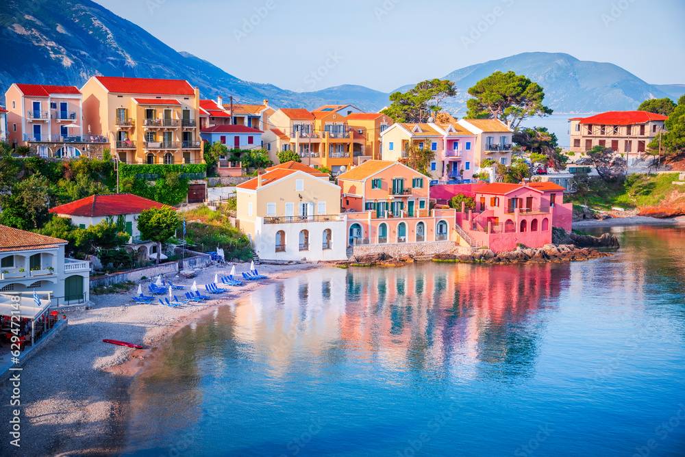 Assos, Greece. Idyllic Kefalonia picturesque village, Greek Islands.