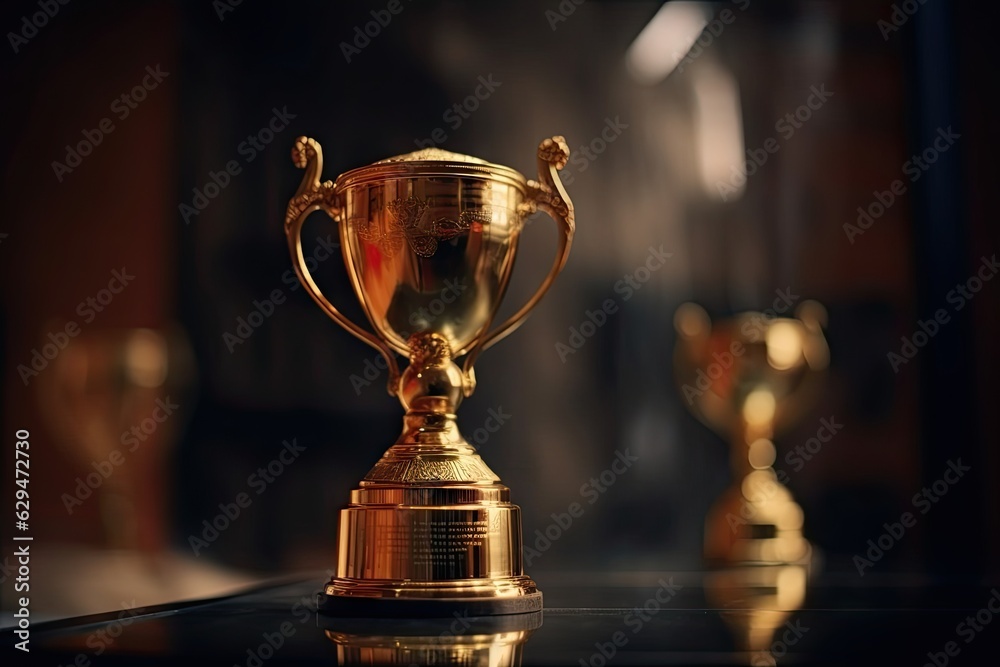 Golden Trophy with Copy Space for Text. Commercial Photography Golden Trophy with Copy Space for Text. Commercial Photography