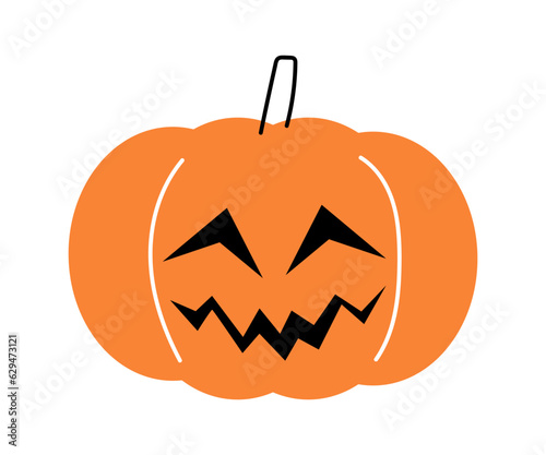 Halloween pumpkin . Jack o'lantern . Flat design . Isolated white background . Vector .