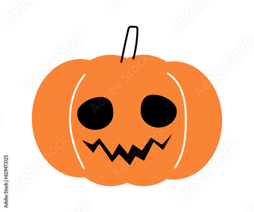 Halloween pumpkin . Jack o'lantern . Flat design . Isolated white background . Vector .
