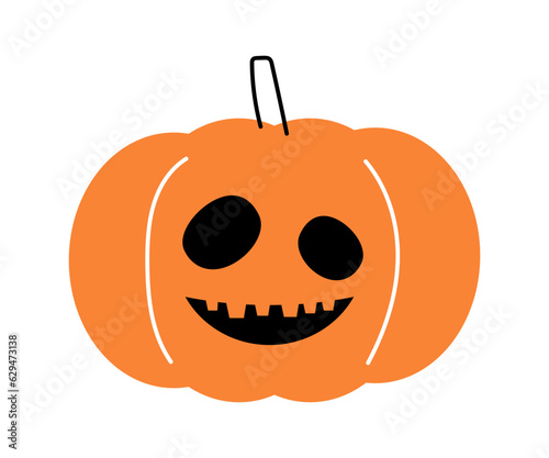 Halloween pumpkin . Jack o'lantern . Flat design . Isolated white background . Vector .