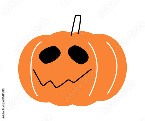 Halloween pumpkin . Jack o'lantern . Flat design . Isolated white background . Vector .