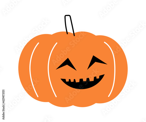 Halloween pumpkin . Jack o'lantern . Flat design . Isolated white background . Vector .