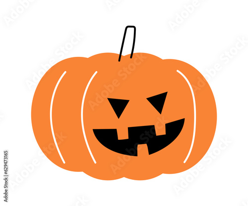 Halloween pumpkin . Jack o'lantern . Flat design . Isolated white background . Vector .