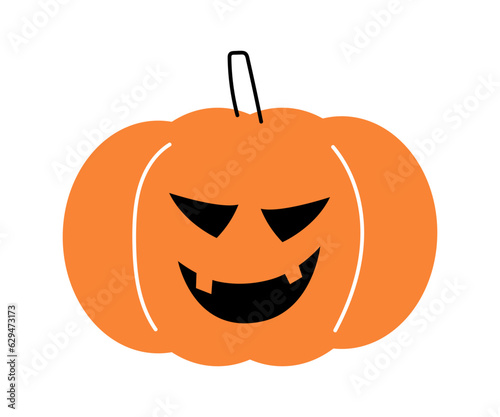 Halloween pumpkin . Jack o'lantern . Flat design . Isolated white background . Vector .