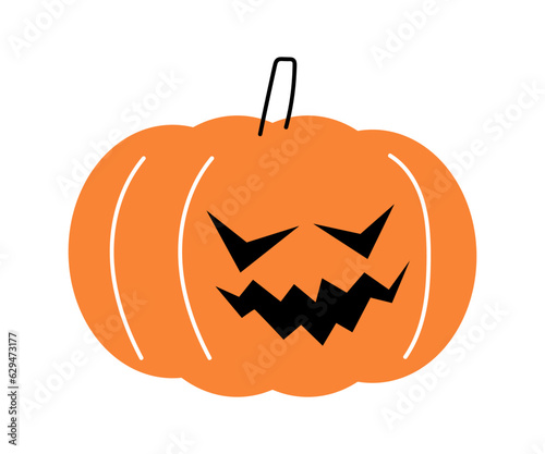 Halloween pumpkin . Jack o'lantern . Flat design . Isolated white background . Vector .