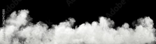 Realistic smoke clouds effect panorama on black backgrounds 3d render illustrations