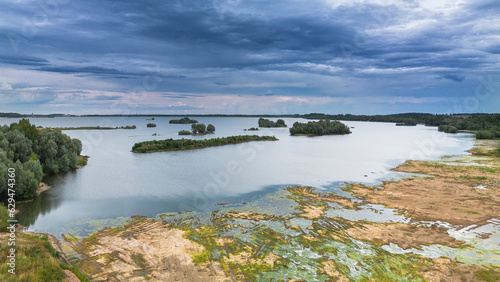 Islands on Lake Mietkowskie, Lower Silesian Voivodeship.