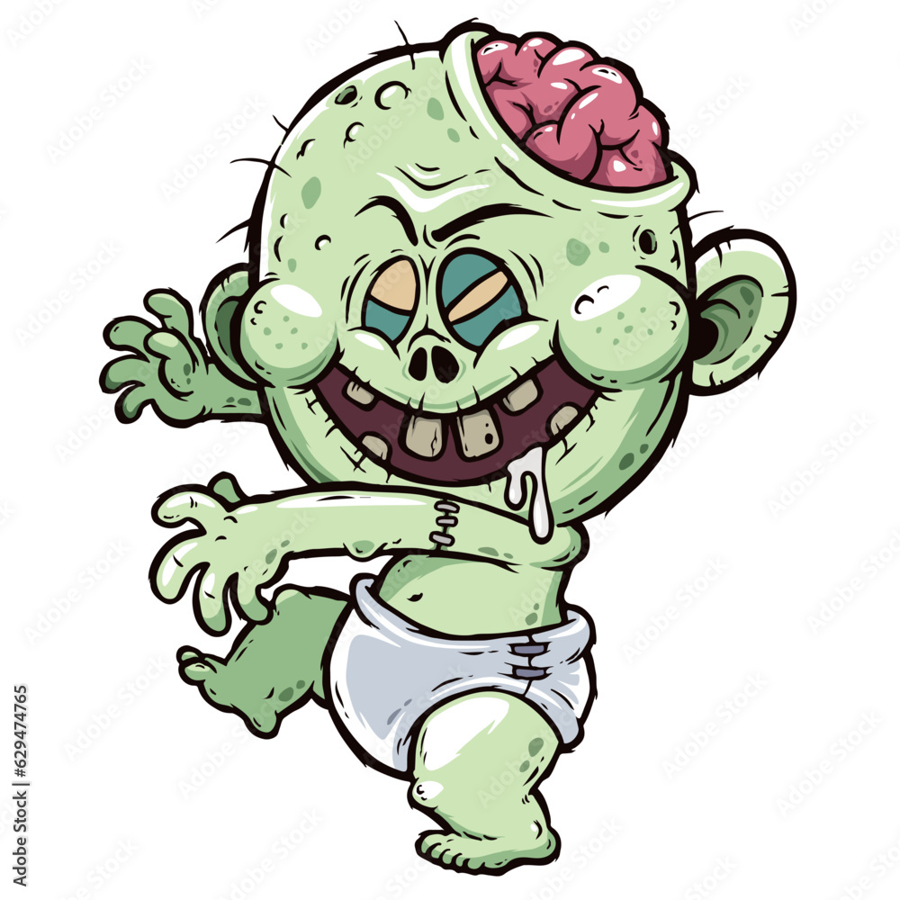 Obraz premium Vector illustration of Cartoon Baby Zombie character