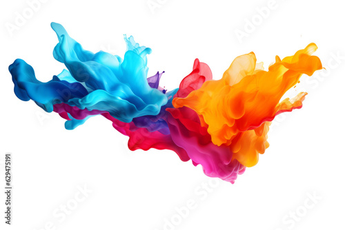 Splash of colors isolated on transparent background , generative ai