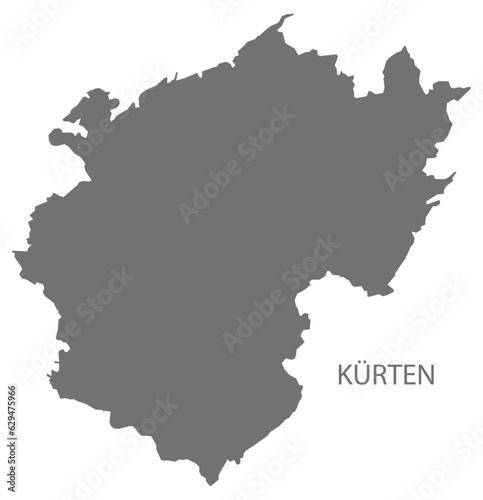 Kuerten German city map grey illustration silhouette shape