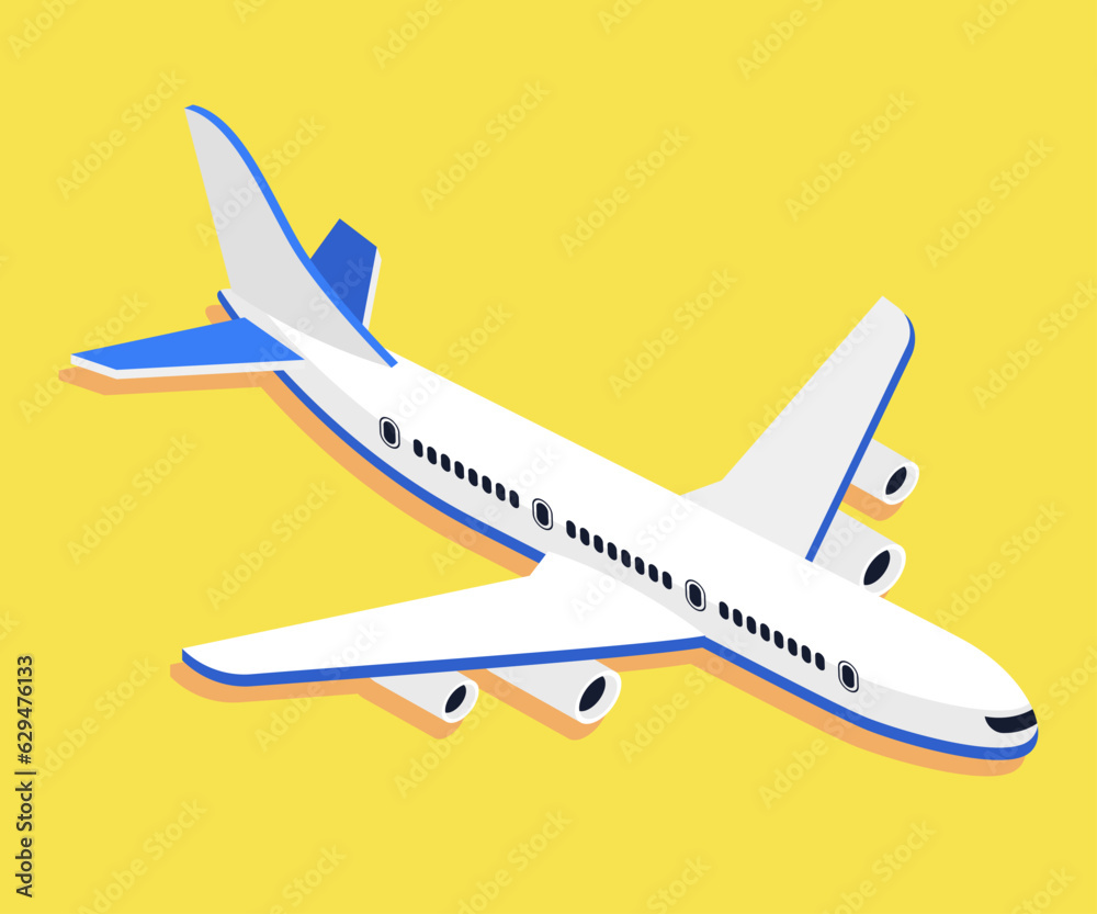 Airplane. Isometric vector illustration on yellow background. Airplane. Isometric vector illustration on yellow background.