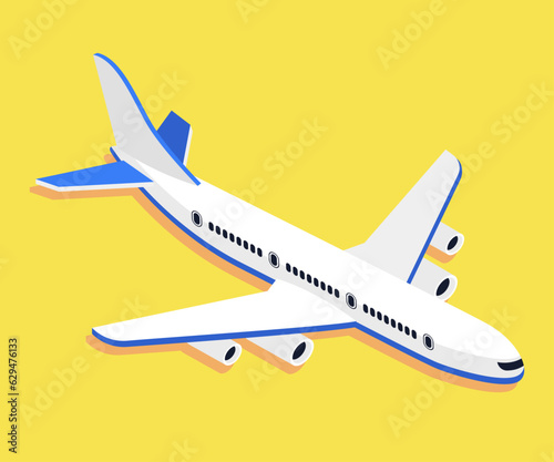 Wallpaper Mural Airplane. Isometric vector illustration on yellow background. Torontodigital.ca