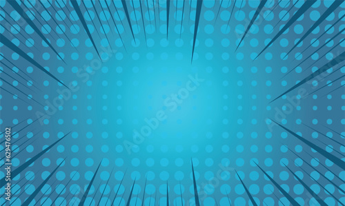 Comic book page background with rays, radial effects and halftone effects in blue colors. Vector illustration © fraha6
