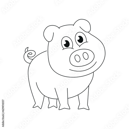 smiling little pig. Outline illustration