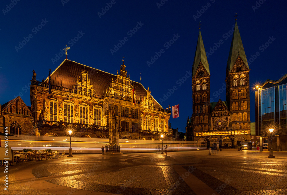 Bremen Rathaus Blaue Stunde Nacht