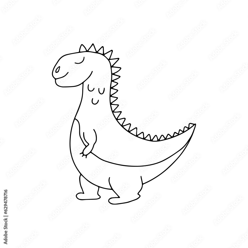 Naklejka premium Hand drawn vector illustration of dinosaur,