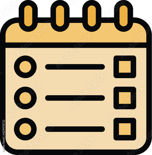 Calendar wishlist icon outline vector. List store. Gift locator color flat