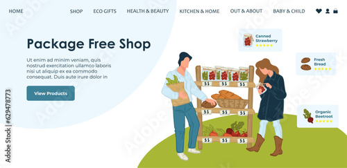 Package free shop, grocery store market website