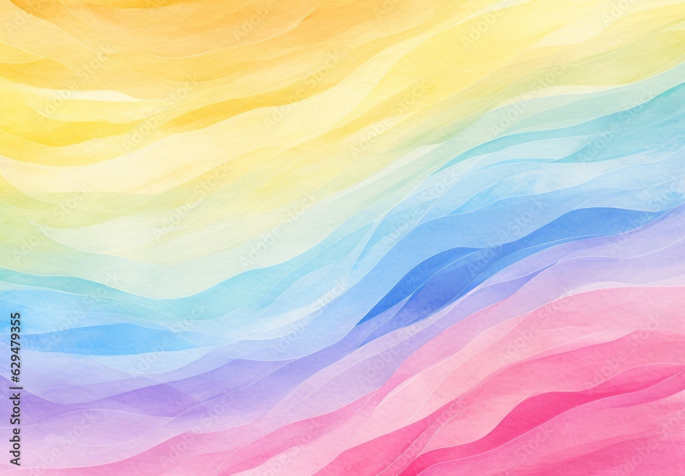 Fototapeta premium rainbow stripes watercolor background image, waves