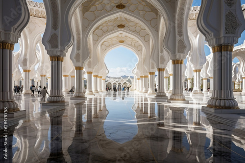 Mosque entrance bathed in divine light 