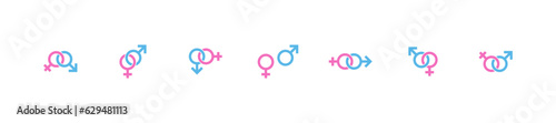 Male and female symbols, icon set. Man and Woman. Gender icon. Vector EPS 10