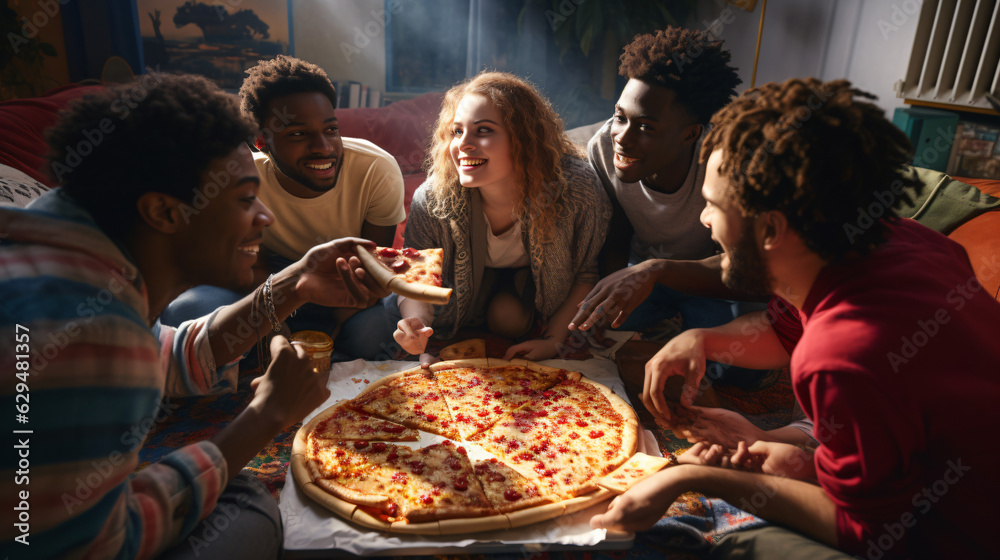 Group of people eating pizza. Happy mood



Generative AI
