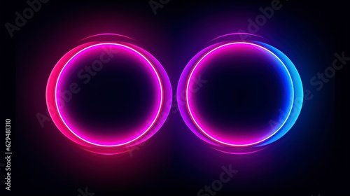 glowing neon signs, round shaped, 3d rendered, light effect