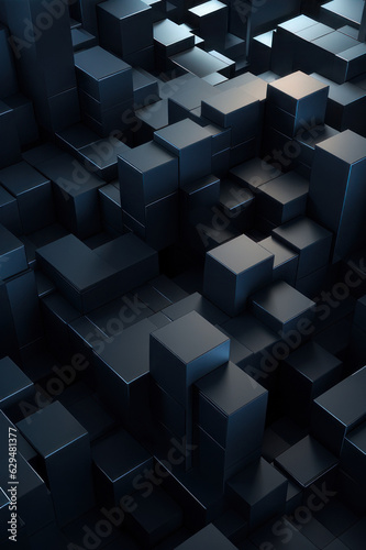 Abstract vertical background  black cubes. Background for the site  application. AI generative.