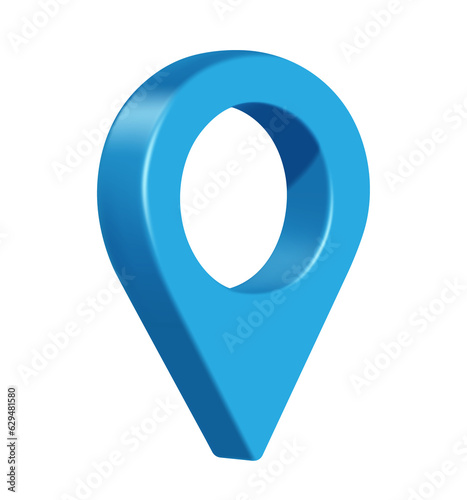 Foto blue pin location side view on transparent background