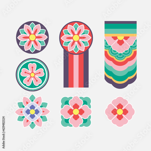 Korean traditional dancheong pattern illustration set