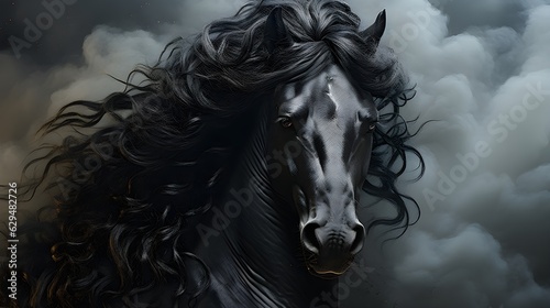 portrait of a horse in the clouds