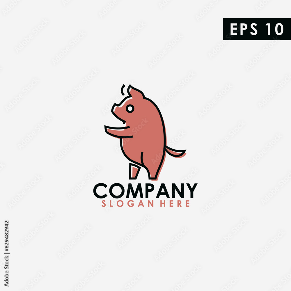 Pig Logo Design. Pig Logo Template. Modern Design. Flat Logo. Vector Illustration