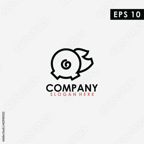 Line Of Pig Logo Design. Pig Logo Template. Modern Design. Flat Logo. Vector Illustration