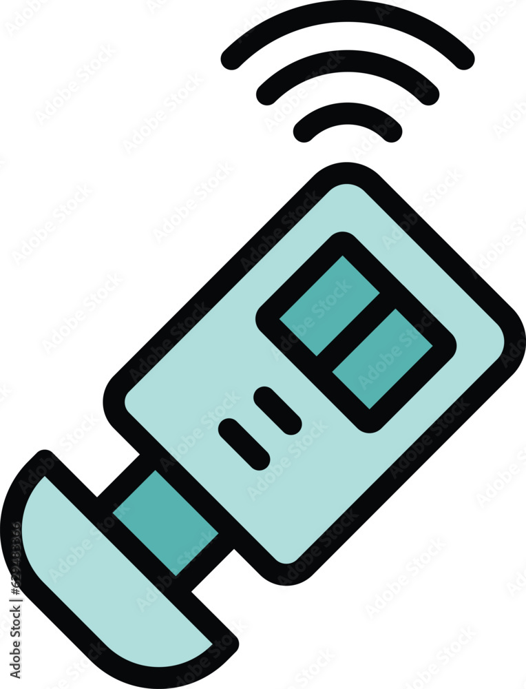 Audio car alarm icon outline vector. Key system. Auto remote color flat Audio car alarm icon outline vector. Key system. Auto remote color flat