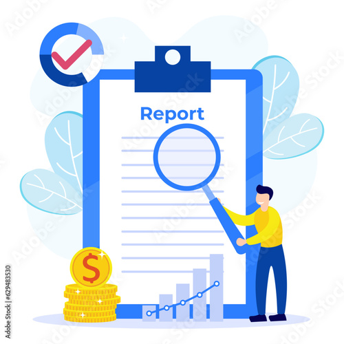 Illustration vector graphic cartoon character of company activity report