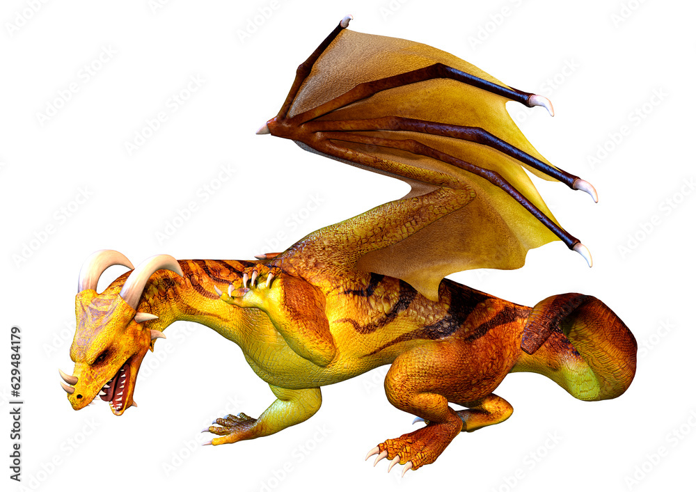 Naklejka premium 3D Rendering Fairy Tale Dragon on White