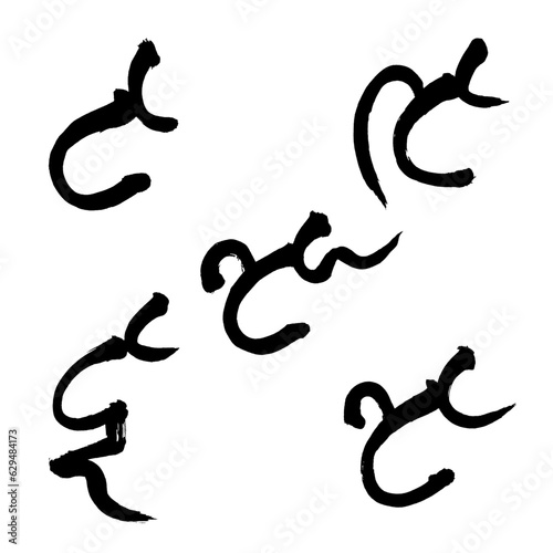 梵語・梵字筆文字アート【たちつてと・タチツテト】／Sanskrit calligraphy art【TA Chi Tsu Te to】／범어・범문 붓글씨 아트【와서】