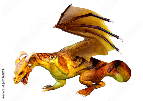 3D Rendering Fairy Tale Dragon on White