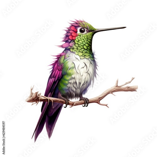 Calliope hummingbird bird isolated on white. Generative AI photo