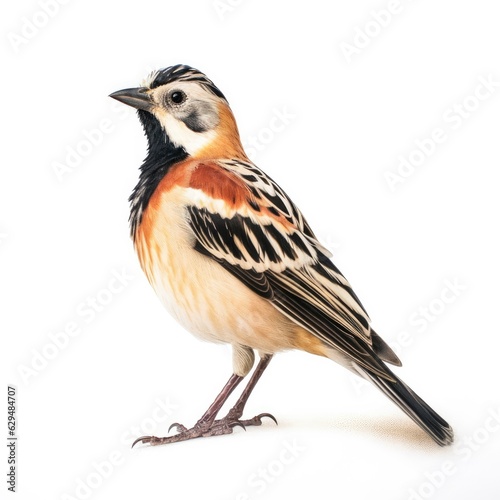 Chestnut-collared longspur bird isolated on white. Generative AI