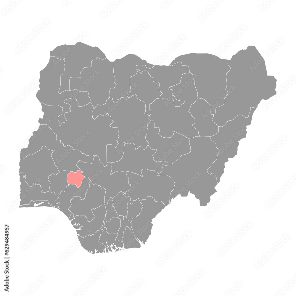 Obraz premium Ekiti state map, administrative division of the country of Nigeria. Vector illustration.