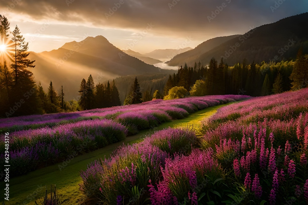 Obraz premium sunset in the mountains
