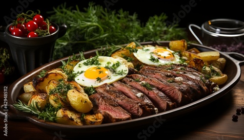 steak with eggs