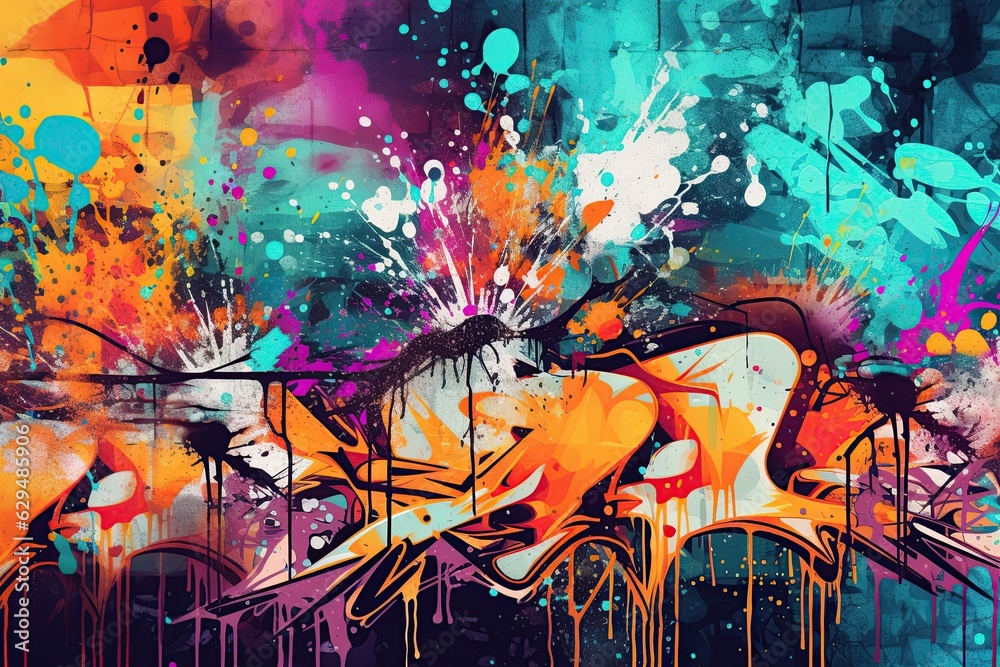 Fototapeta premium Graffiti style design background in bright colors