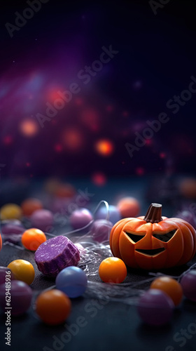 Halloween sweet colorful candies dark background