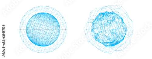 Vector futuristic sphere of particles and lines. Network connection big data. Abstract technology background.